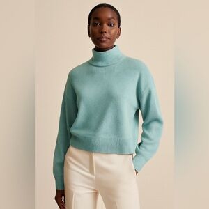 NWT Aritzia Wilfred Free Harper Wool Sweater Aquastone Womens Large Pullover